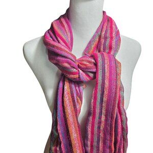 Scarf wrap shawl Multicolor Striped rainbow Fringe artsy fall